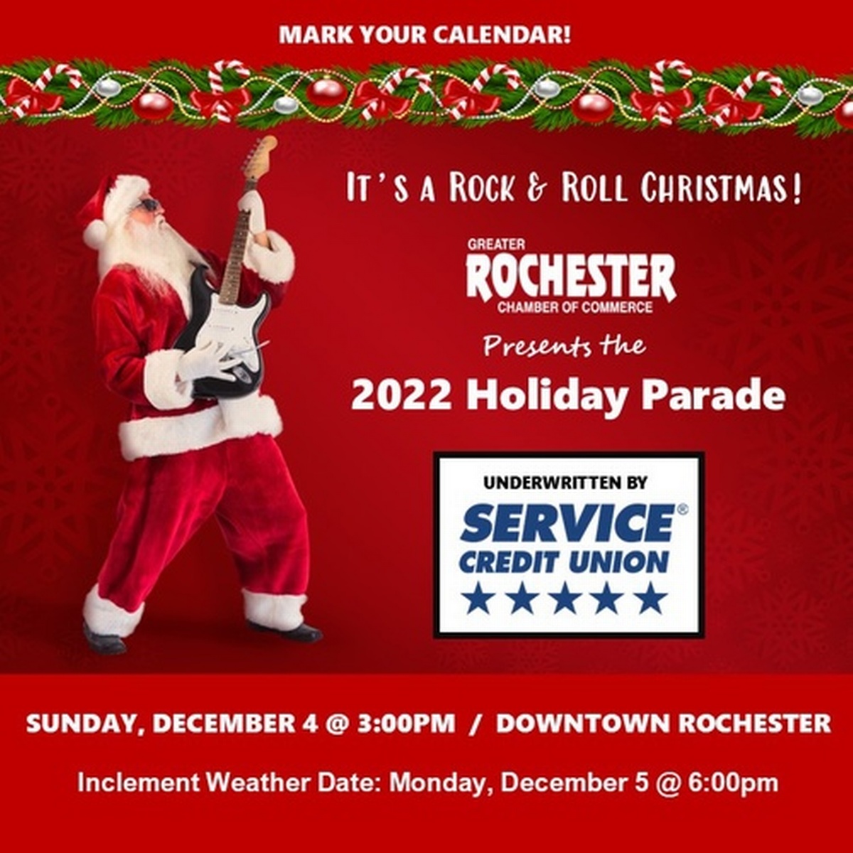 "A Rock & Roll Christmas" Rochester Holiday Parade Dec 4, 2022